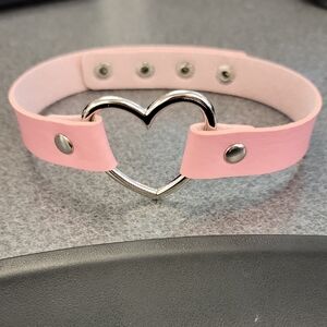 Pink Heart Choker Necklace
